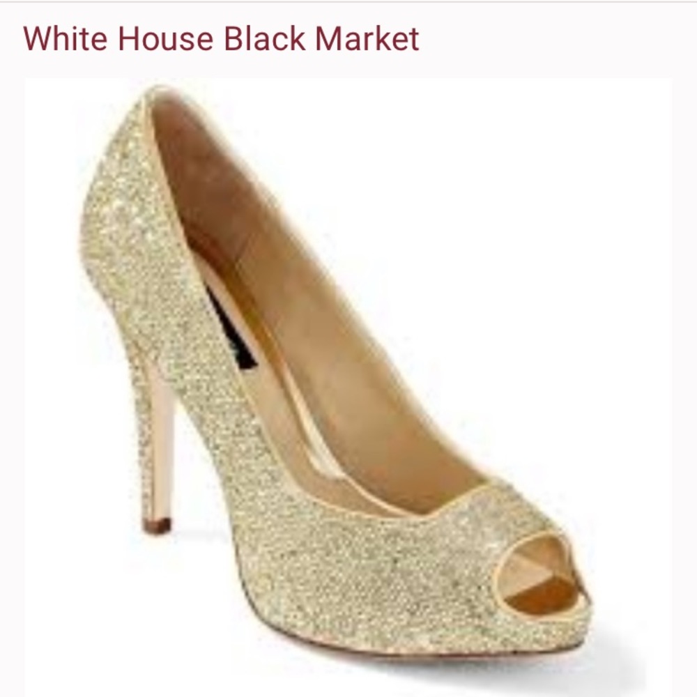 White House Black Market Glitter Peeptoe Heels